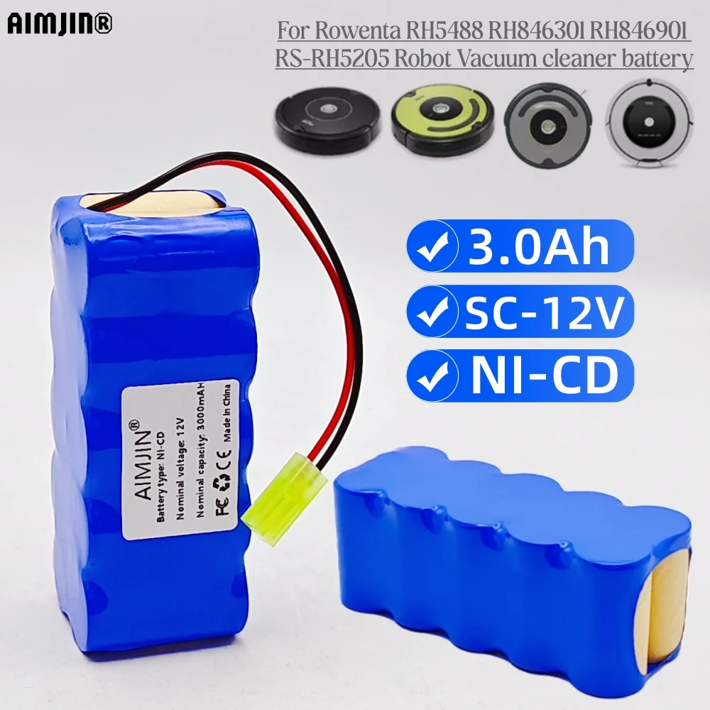 

AIMJIN SC 12V 3000mAh pour Rowenta lpega RH5488 RH846301 RH846901 RS-Rh5205, aspirateur robotique