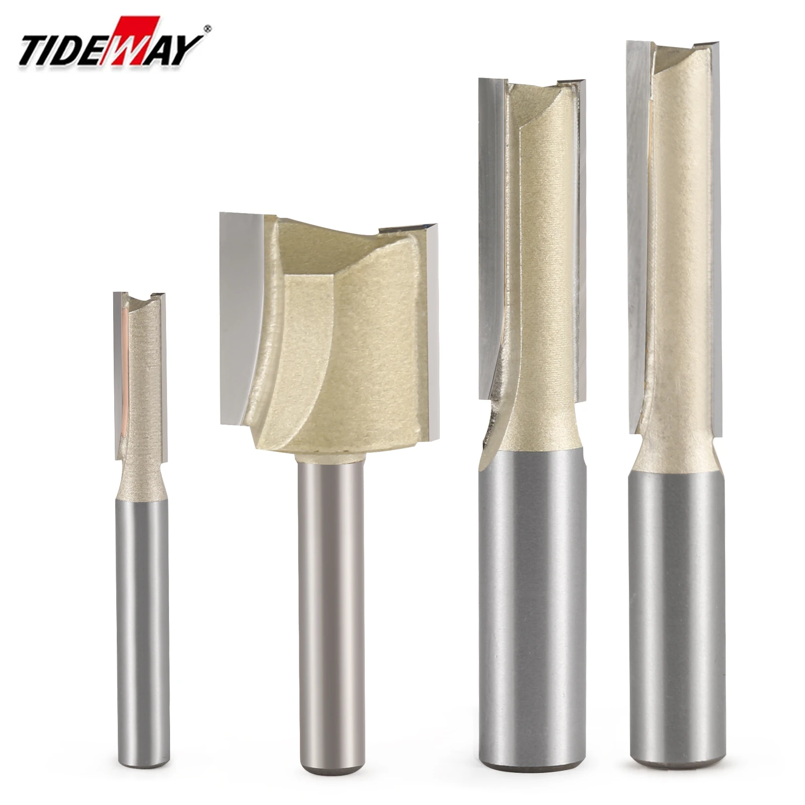 TIDEWAY Professional grade 1/4 1/2 Shank Single Double Flute Straight Bit Milling Cutter For Wood Tungsten Carbide Router Bit