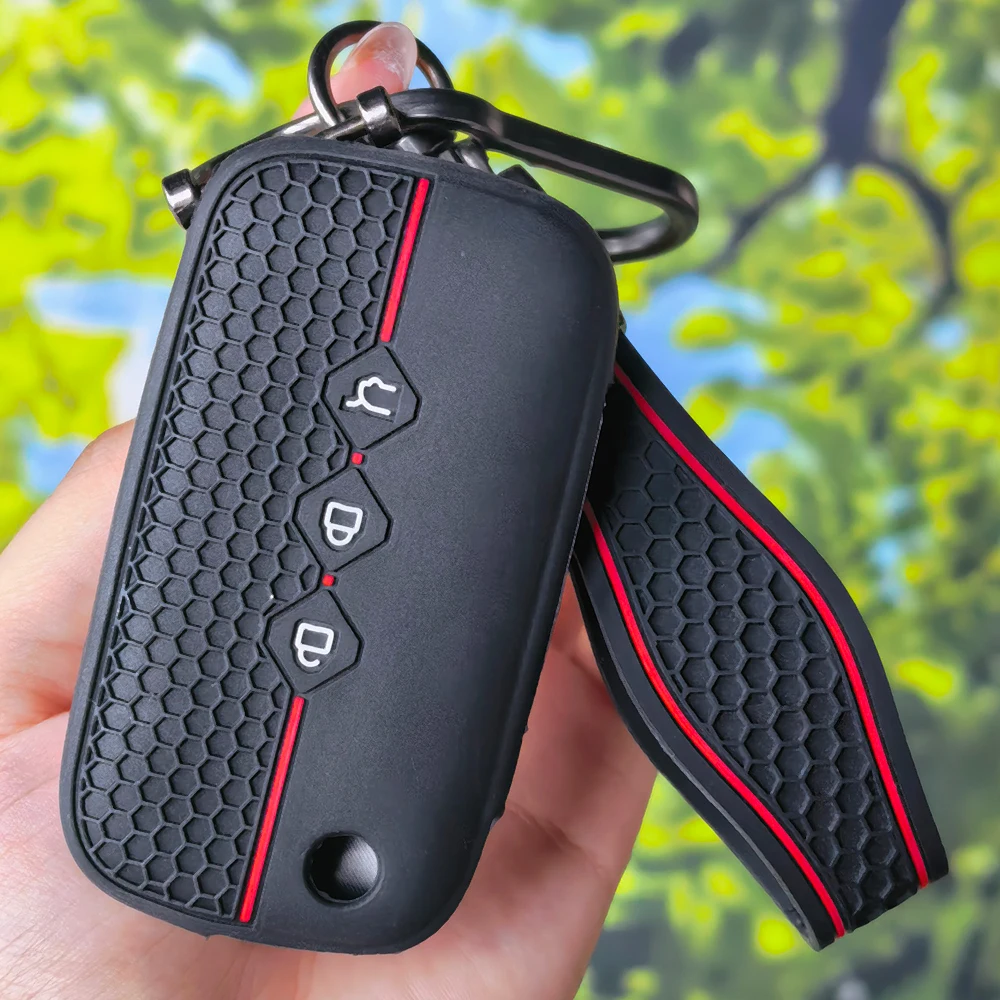 3 Button Silicone Car Key Case Cover Remote Auto Shell Fob Holder for Chevrolet Aveo Trax Groove Captiva 2024 Wuling Accessories