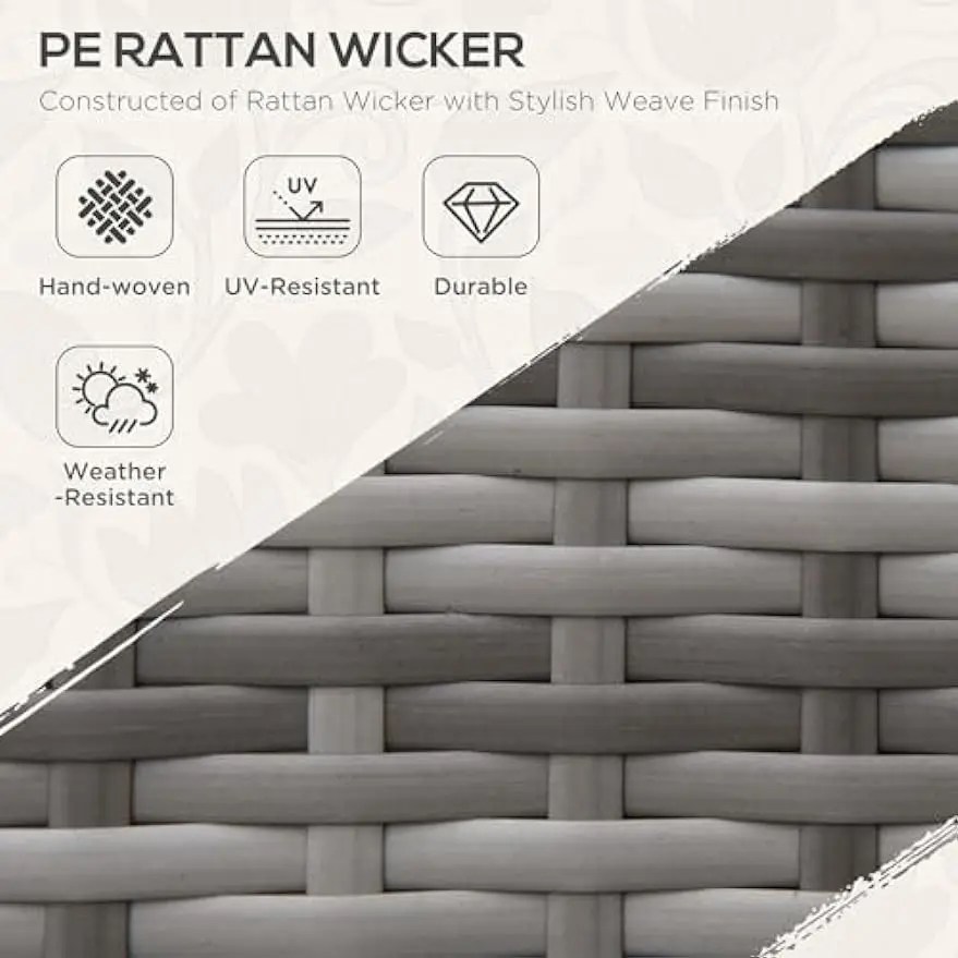 Outdoor Wicker Patio Móveis Set, All Weather PE Rattan Sofá secional Set com almofadas e mesa, 7 pcs