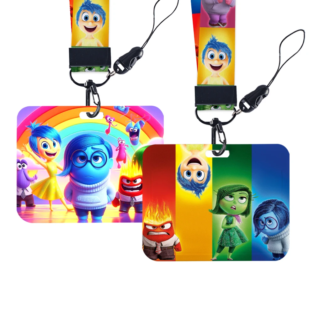 Disney Inside Out 2 Cute University Horizontal Card Case Lanyard ID Badge Holder Bus Pass Case Cover Slip Bank Card Holder Strap