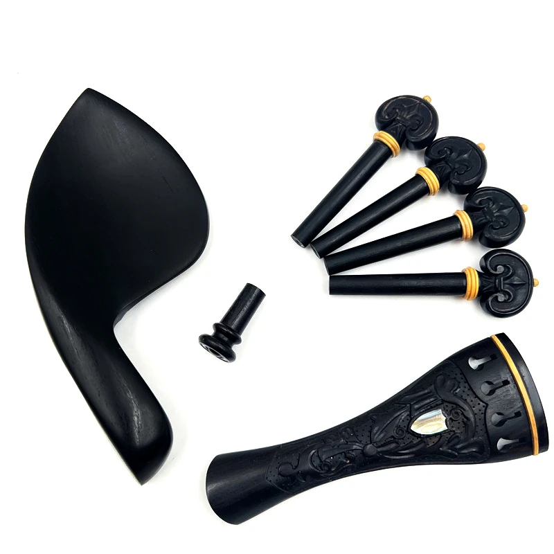 Excellent Violin 4/4 Carved Wood Tailpiece+Tuning Pegs+Endpins+Chin Rest/Chin Holder Patterns Ebony Accessories Parts Fittings