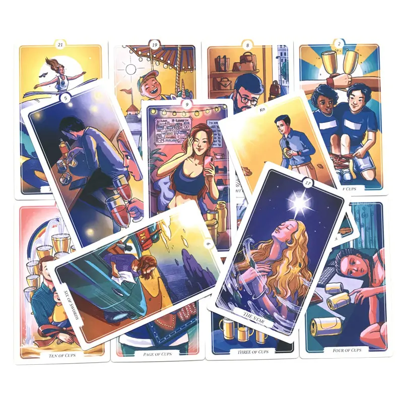 Hot sales 12-7 CM Deck: Wake Me Up Tarot Oracle Card Fate Divination Prophecy Card Family Party Game Toy Tarot Brochure Guide