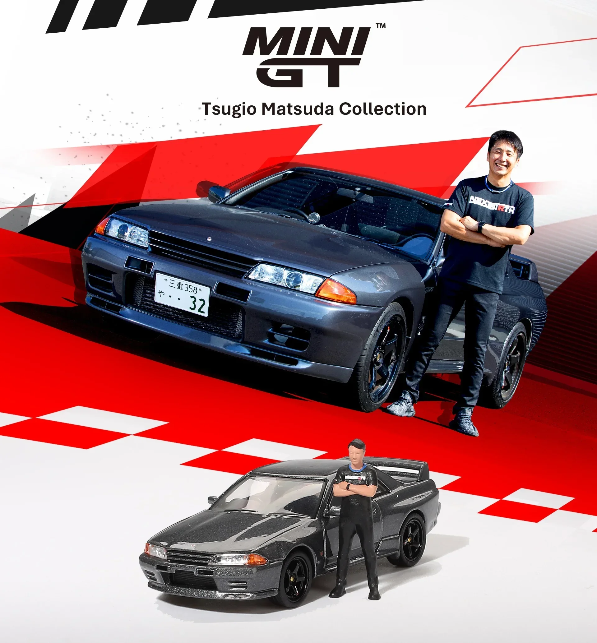 

PreSale MINI GT 869 1:64 GTR R32 Gray with Figure Collection Miniature Diecast Metal Model Car