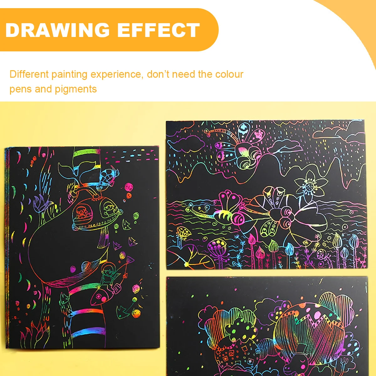 กระดาษขูดสีดำแบบเป็นมิตรกับสิ่งแวดล้อม 2 แพ็ค 10 แผ่น สำหรับเด็ก ทำงานศิลปะ DIY ปลอดภัย ไร้สารพิษ เหมาะสำหรับนักเรียนประถม