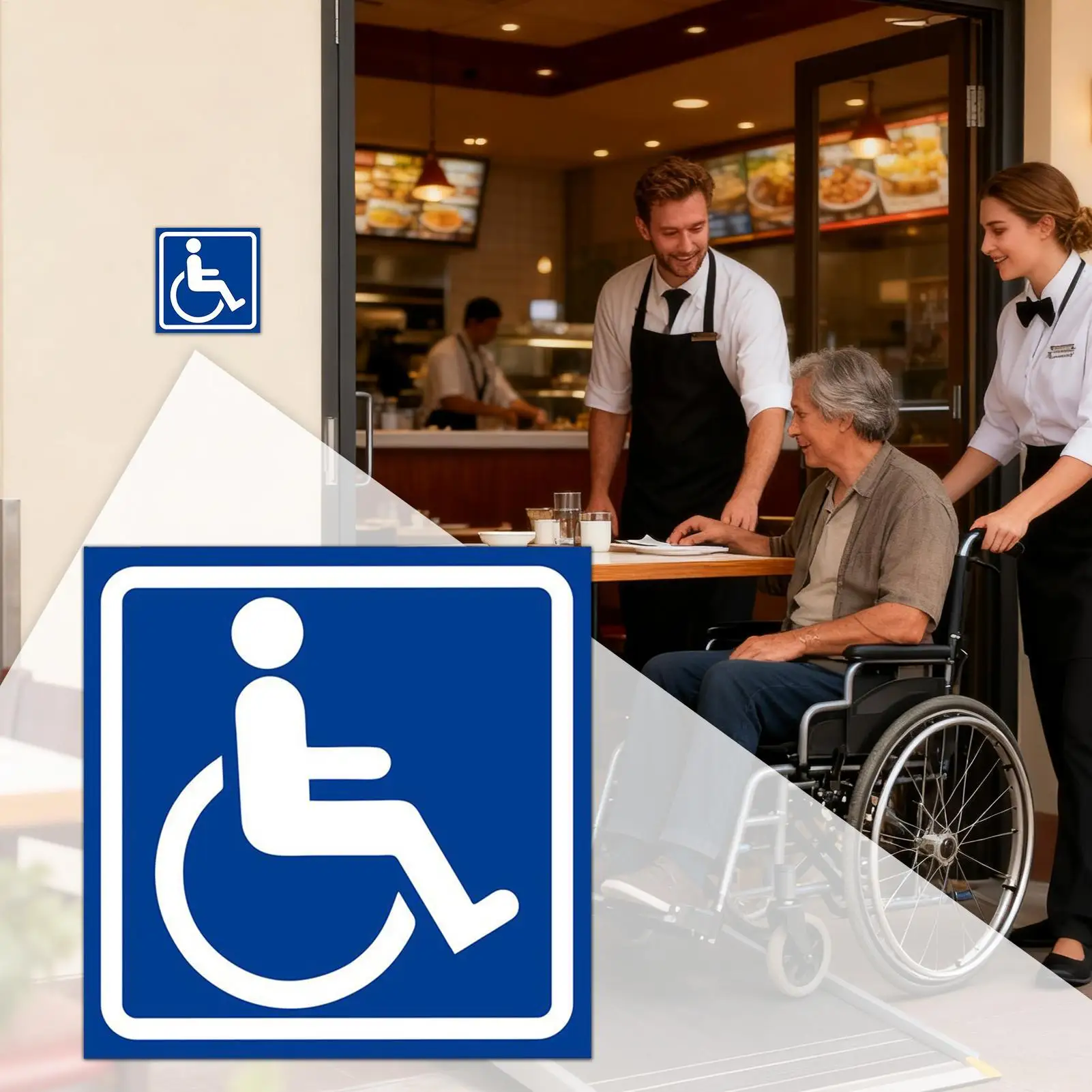 Handicap Sign 4 Pieces Self-Adhesive Waterproof Car Interior Supplies Handicap Stickers Decals For Bus Parking Restaurant Hotel