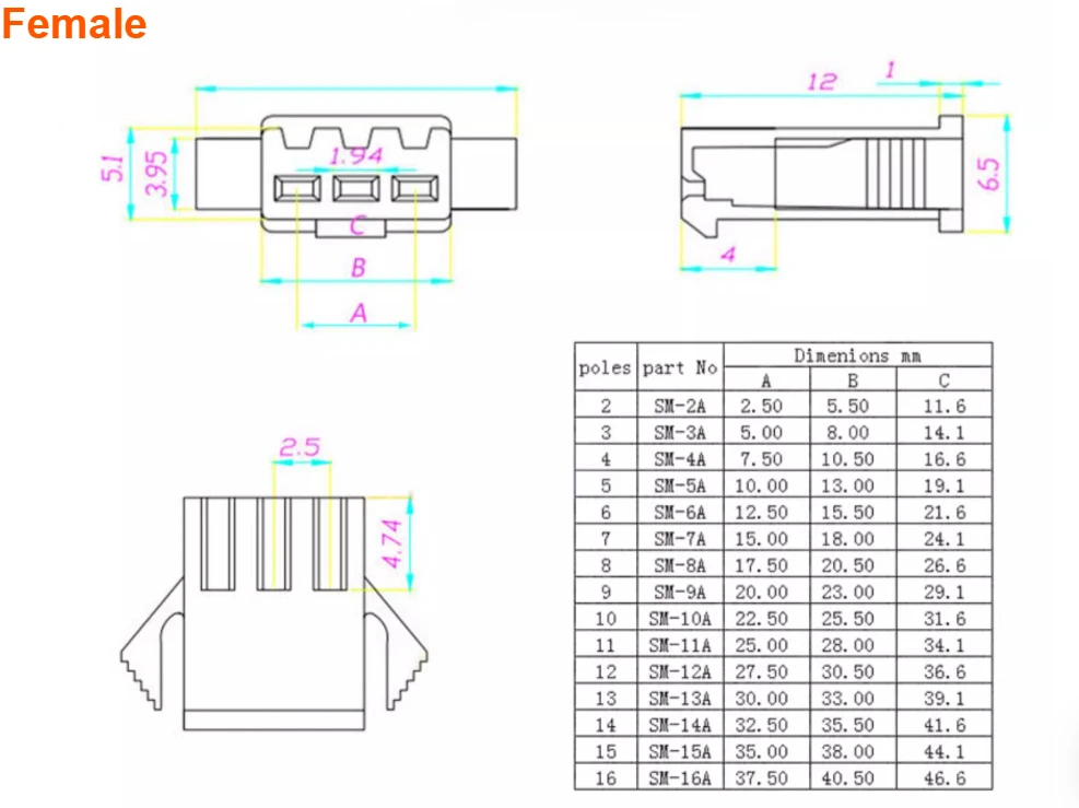 SM2.54 22AWG Cable 2/3/4/5/6-12Pin Plug Socket Male Female 10/15/20/30/50cm Connector LED Strip Light Adapter Wire Harness - view 5