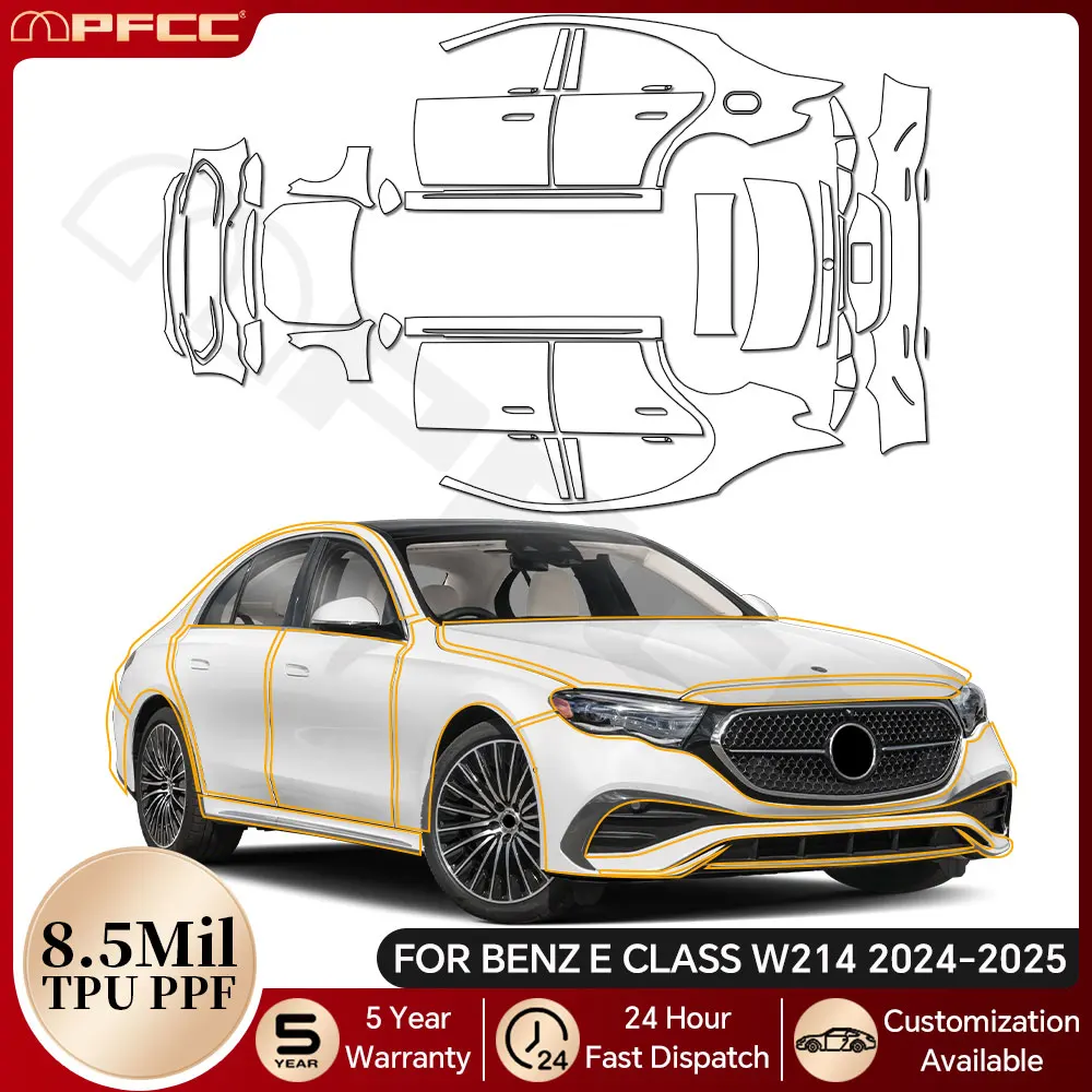 

For Mercedes Benz E Class W214 2024 2025 Car Body TPU Paint Protection Film Clear Bra Anti-scratch Resistant Pre-cut PPF Decal