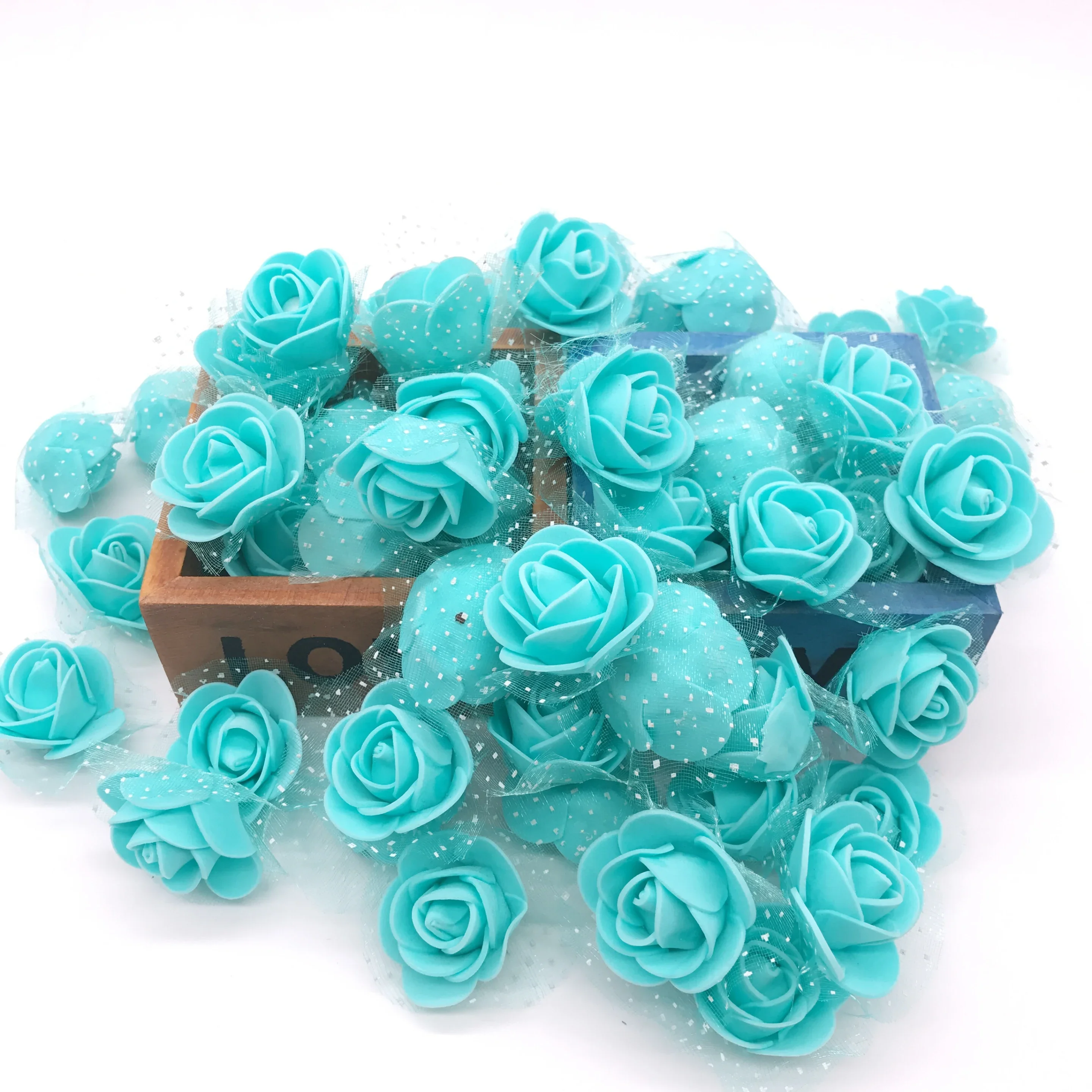 100Pcs/lot Handmade PE Foam Rose Flowers Wedding Party Home Decor Accessories Artificial Craft Flower Head Wreath Supplies