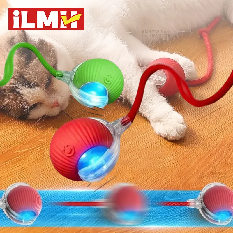 Bola de rompecabezas automática para gatos con cola de imitación, Sensor inteligente recargable, juguete para gatos de interior, juguetes interactivos