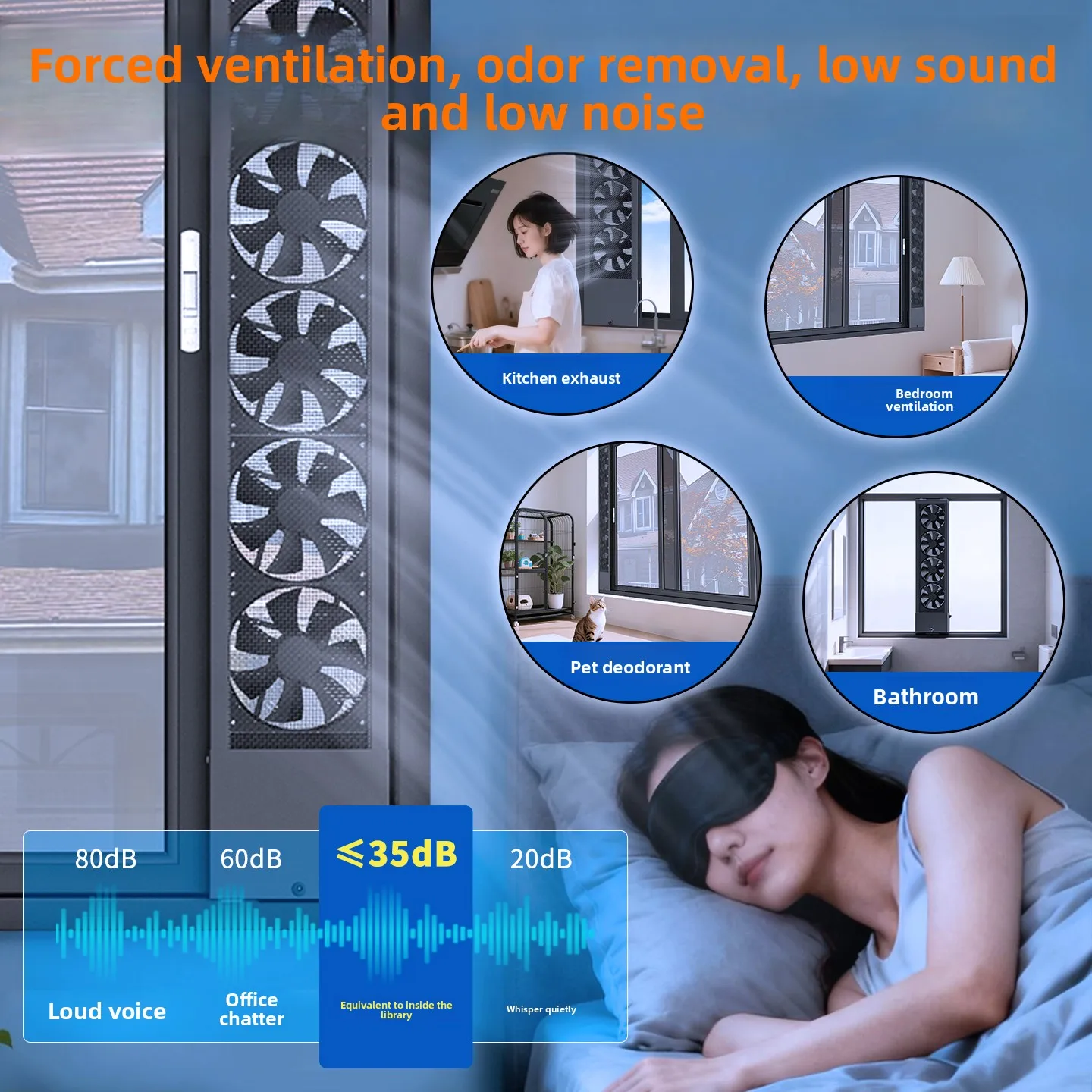 No punching window exhaust fan, no installation ventilation fan, strong silent kitchen household