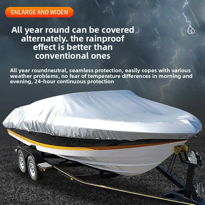 غطاء قارب يخت حماية خارجية نسيج مقاوم للماء مكافحة تحطيم المسيل للدموع برهان فضي أسود عاكس 190T البوليستر 11-22FT