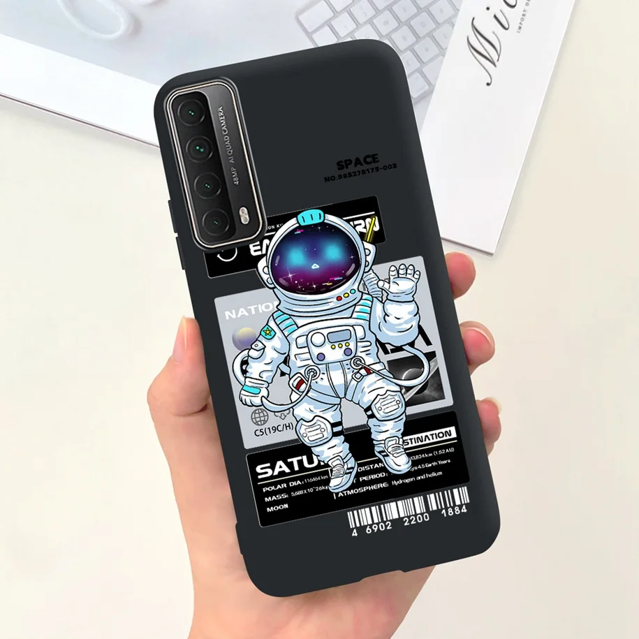 For Huawei P smart 2021 Case Cute Astronaut Shockproof Silicone Covers For Huawei Y7a PSmart 2021 PPA-LX1 PPA-LX2 PPA-LX3 Bumper