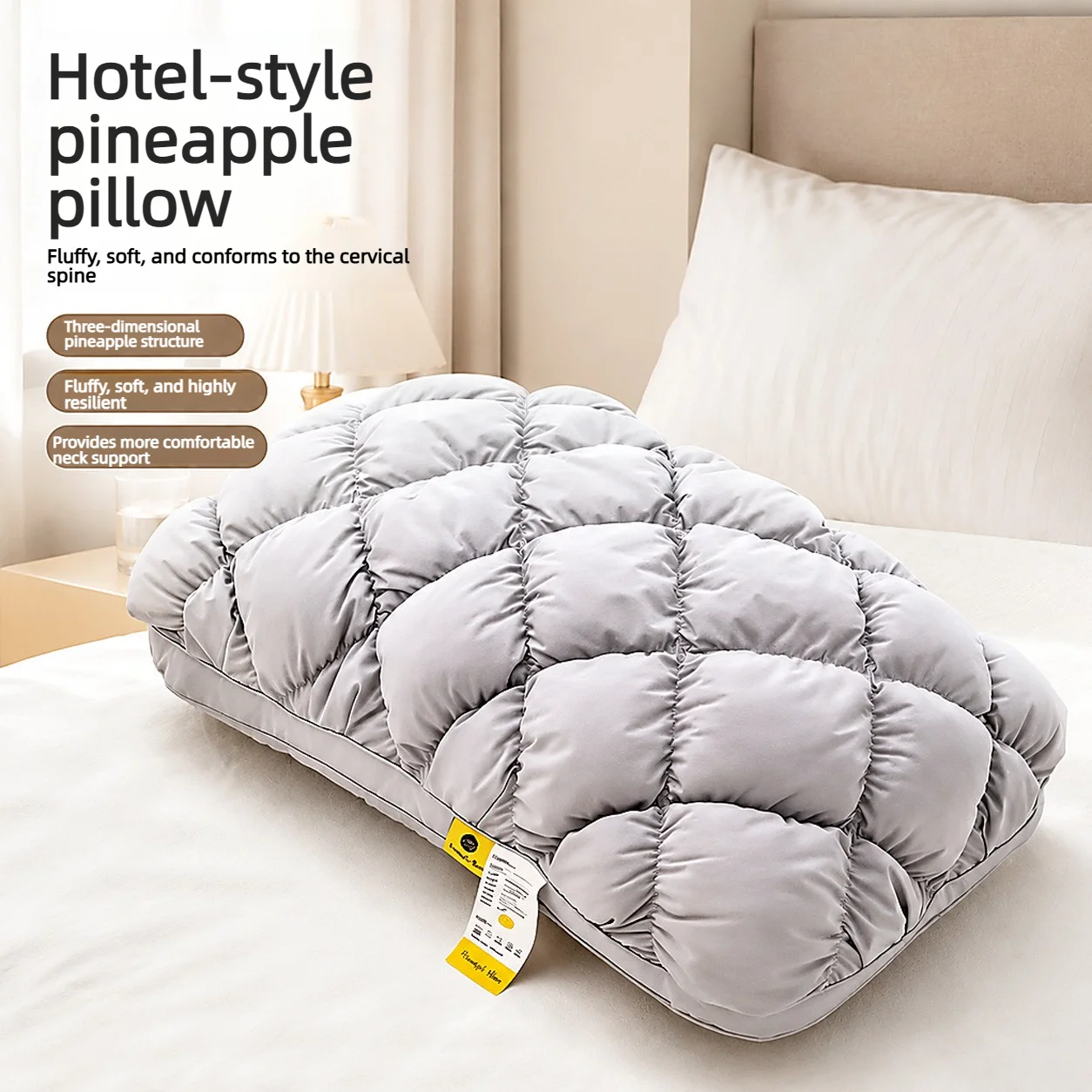 Hotel Style Pillow Pineapple Grid Fluffy Soft Support Pillow Breathable Washable For Sleeping view 4