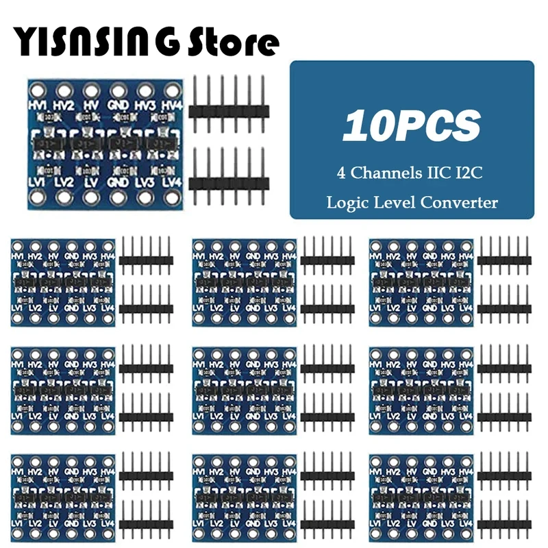 10pcs 4 Channels IIC I2C Logic Level Converter Bi-Directional Module 3.3V to 5V Shifter for Arduino
