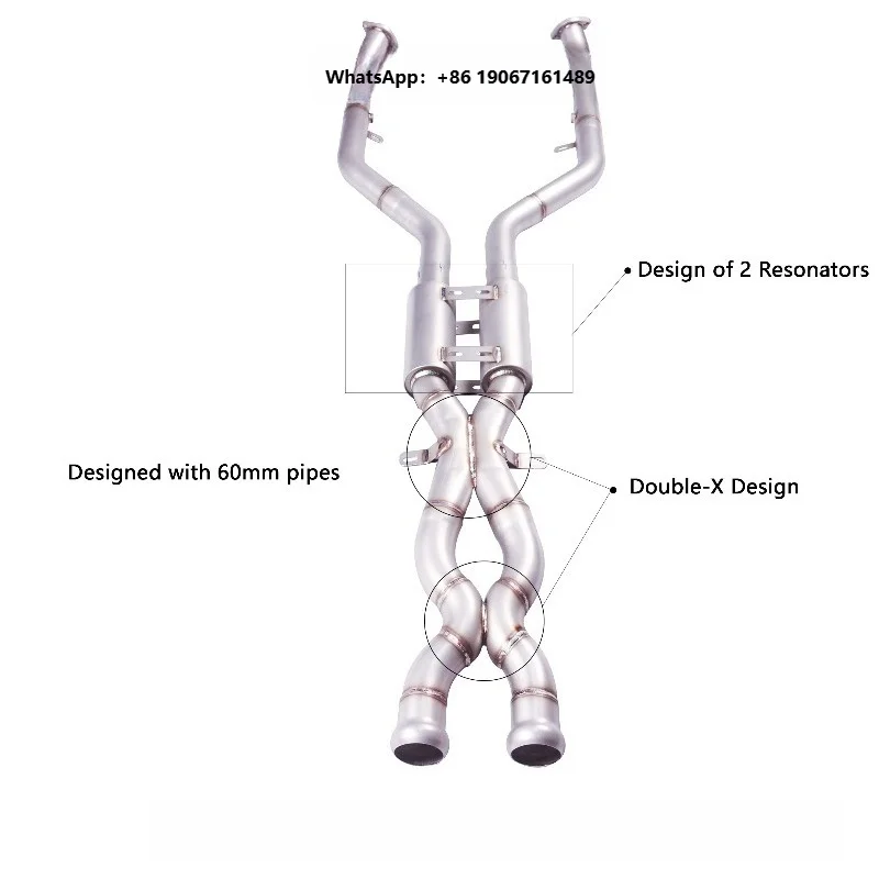 Exhaust System  Equal-length Mid-pipe with a Dual X Pipe Design and 2 Resonators Muffler lhy