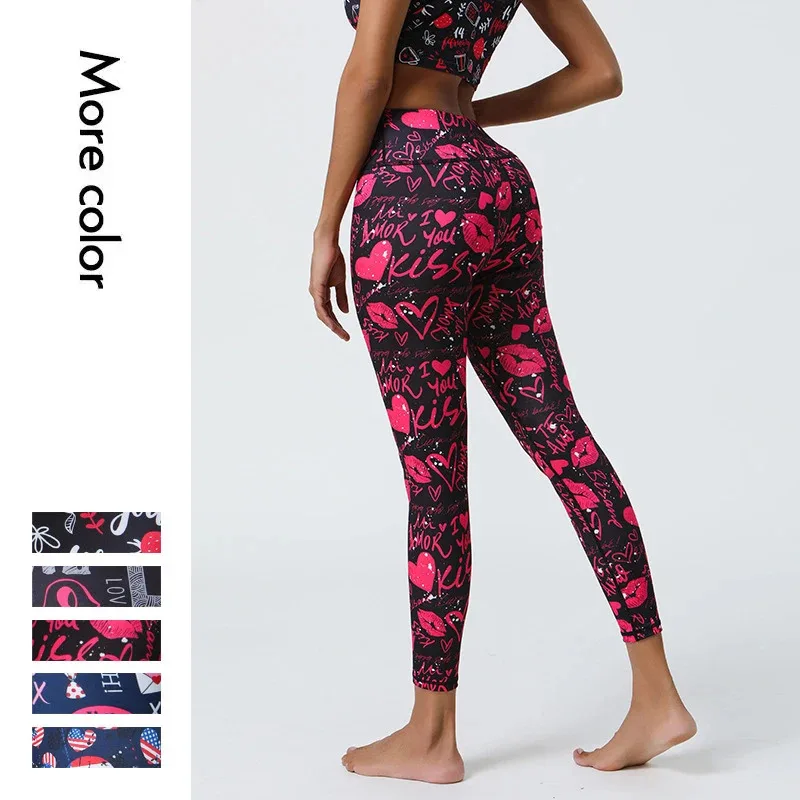 

Женские брюки для йоги с высокой талией, леггинсы с принтом Naked Sensation для фитнеса, тренировок в тренажерном зале, спортивные колготки для бега, пилатеса, спортивная одежда