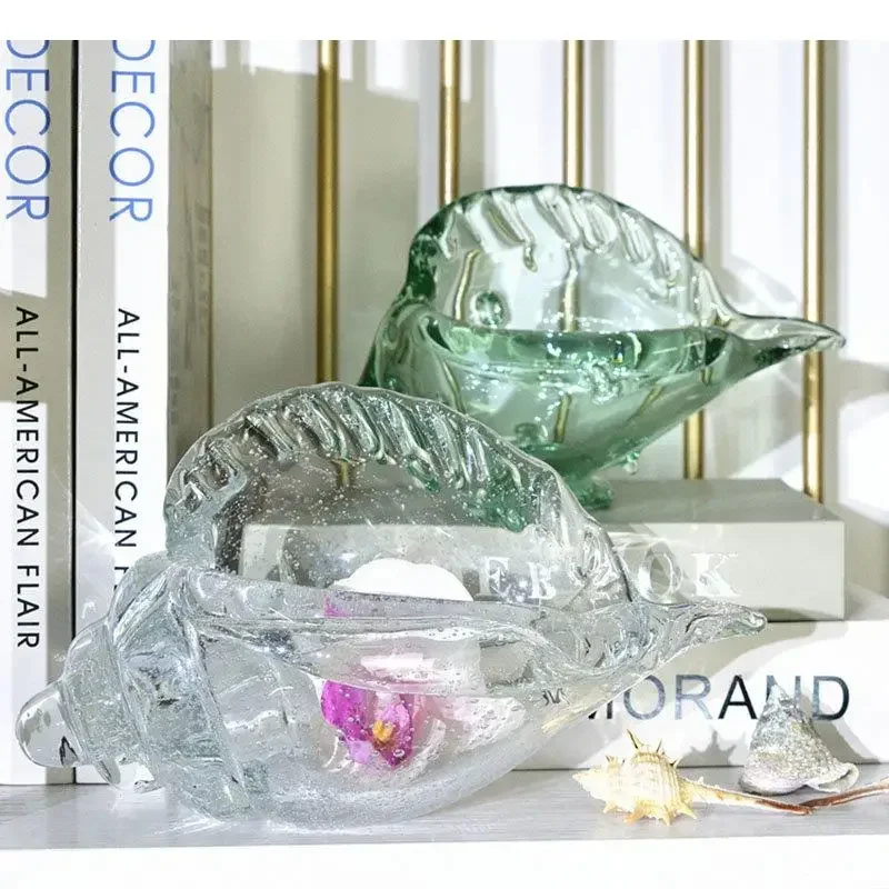 Transparent Bubble Conch Statue Modern Design Glass Conch Sculpture Crafts Room Aesthetic Decor Desk Decoration Ornaments