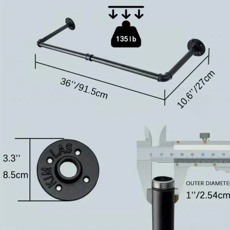 Retro Metal Wall Coat Rack Iron Art Water Pipe Clothing Display Stand Stylish Storage for Home Or Clothing Store