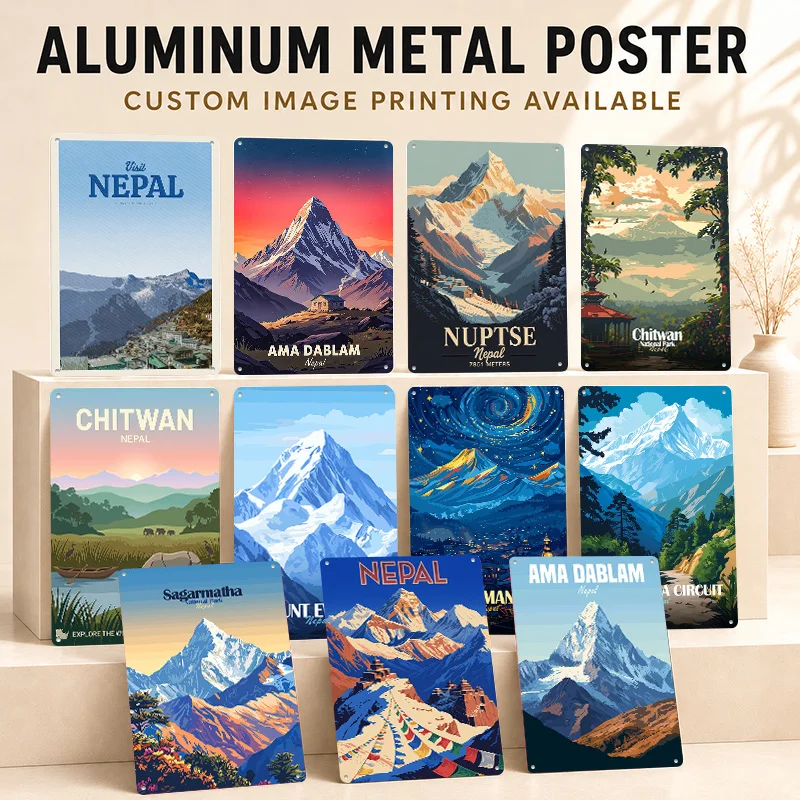 Nepal Aluminum Posters Personalized Metal Tin Sign Scenic Destination Style Wall Art For Home Office Library And Travel Fans