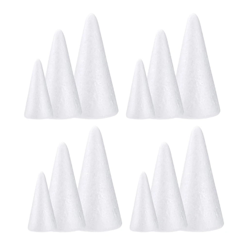 

12pcs Foam Cones White Craft Project Diy Event Decoration Kids Activities Church Home Use Lightweight Portable