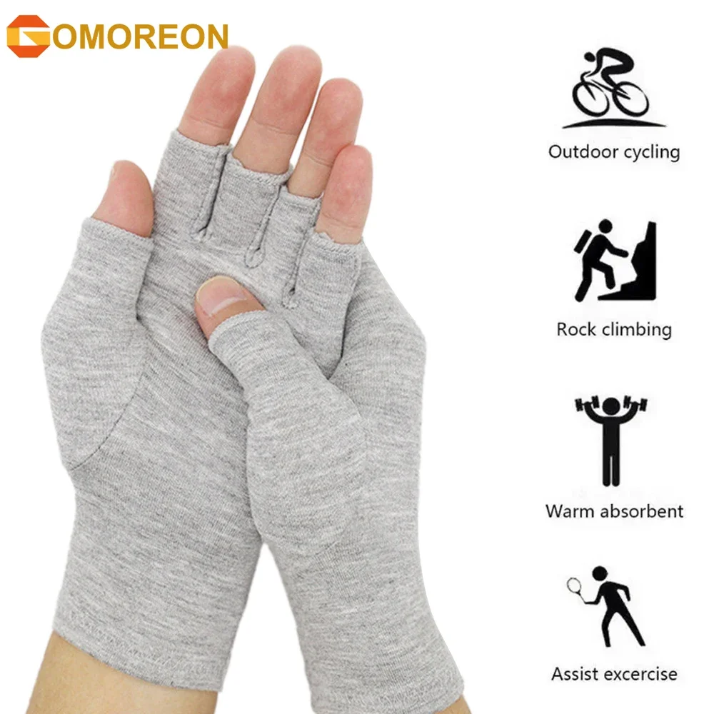 

1Pair Premium Bamboo Gloves, Compres Bamboo Arthritis Gloves,Compres Gloves for Women Men,Fingerless Design, Breathable Fabric