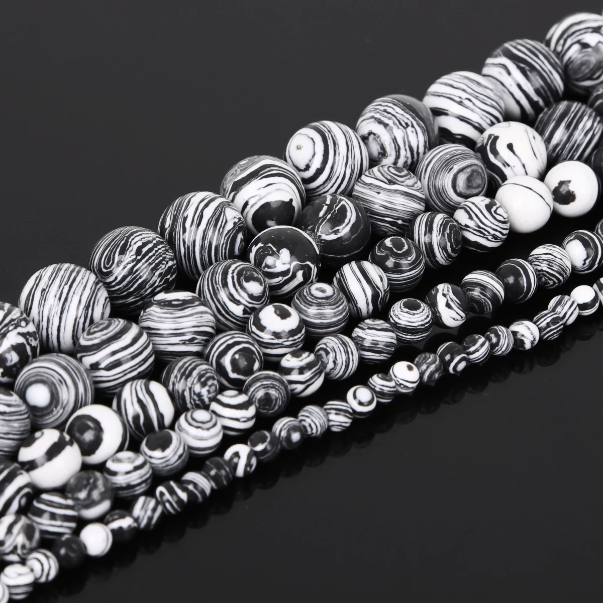 Neue 4mm Malachit Naturstein Armbänder, gestreifte runde lose Spacer-Perlen für die Schmuckherstellung, DIY Armband, Halskette – Detail 2