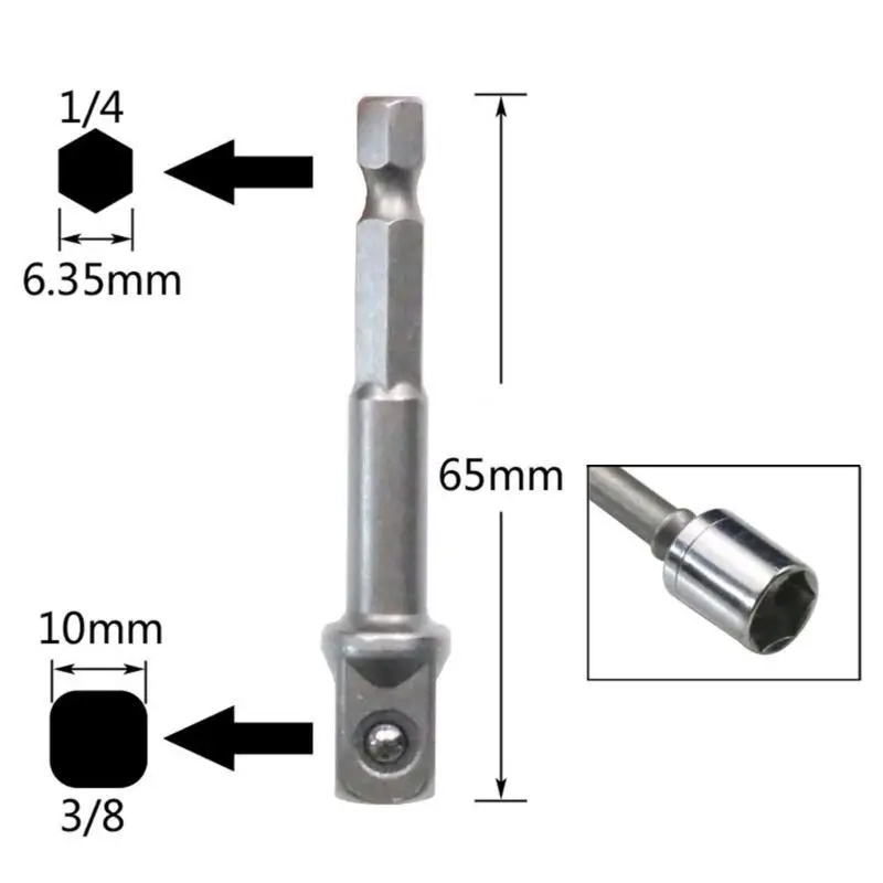 y1ud 6pcs الأكمام توصيل محول رأس قضيب رأس محول التأثير السداسي سد shank شريط بت مجموعة 1/4 3/8 بت أدوات الطاقة #3