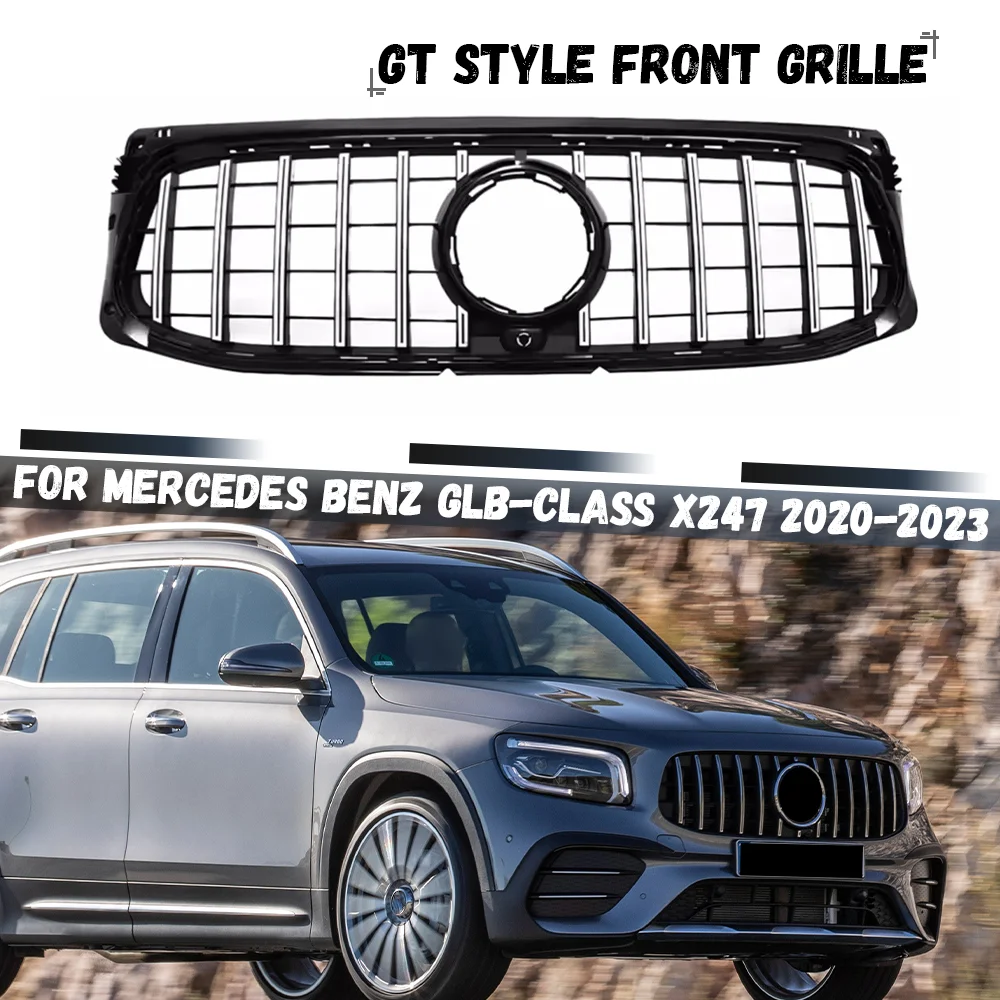 

For Mercedes Benz GLB-Class X247 2020 2021 2022 2023 GLB180 GLB200 GLB250 GT Style Bumper Hood Mesh Front Grill Grille