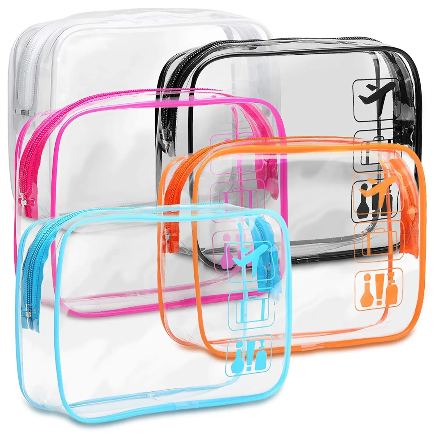 

TSA Approved Clear Toiletry Bag 5 Pack, Quart Size Travel Makeup Bag for Women Men, 7.5x5.5x2.2 inches, 5 Colors