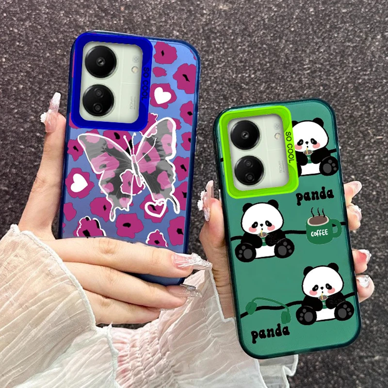 Funda de teléfono con cara sonriente y mariposa para Xiaomi Redmi 13C 4G Note 13 Pro 5G Poco C65 X6 M6 Pro, funda de silicona TPU a prueba de golpes
