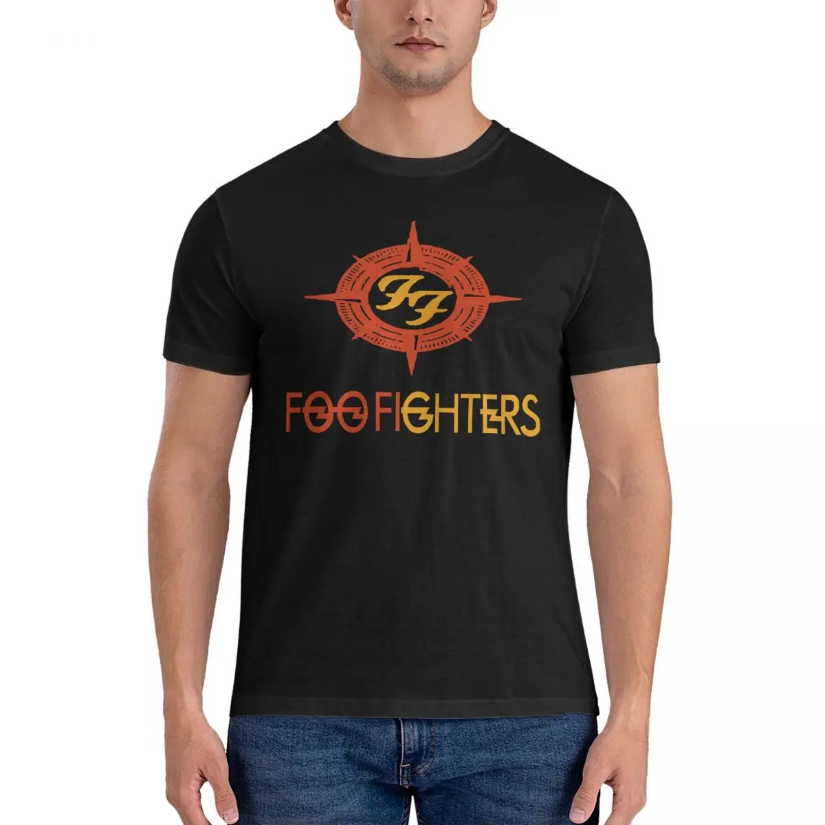 Rock Men's T Shirts F-Foo Band Fighters Cool Tee Shirt Short Sleeve Crew Neck T-Shirt Pure Cotton Gift Idea Tops