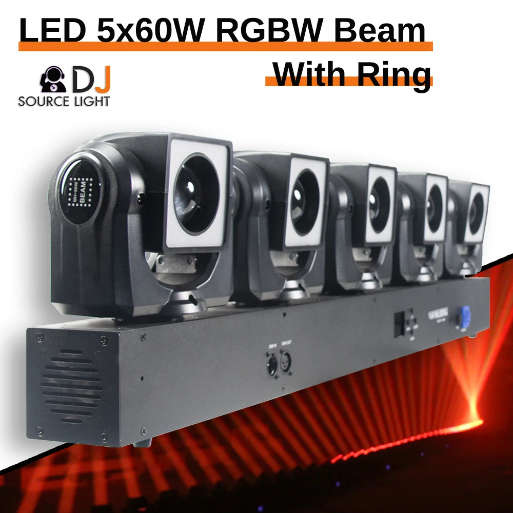 

5X60W LED With Ring 4 Head Moving Head Light Dj Disco Controller LED Lamp Light 60W RGBW 4in1 Beam Mini Led Moving Head Light