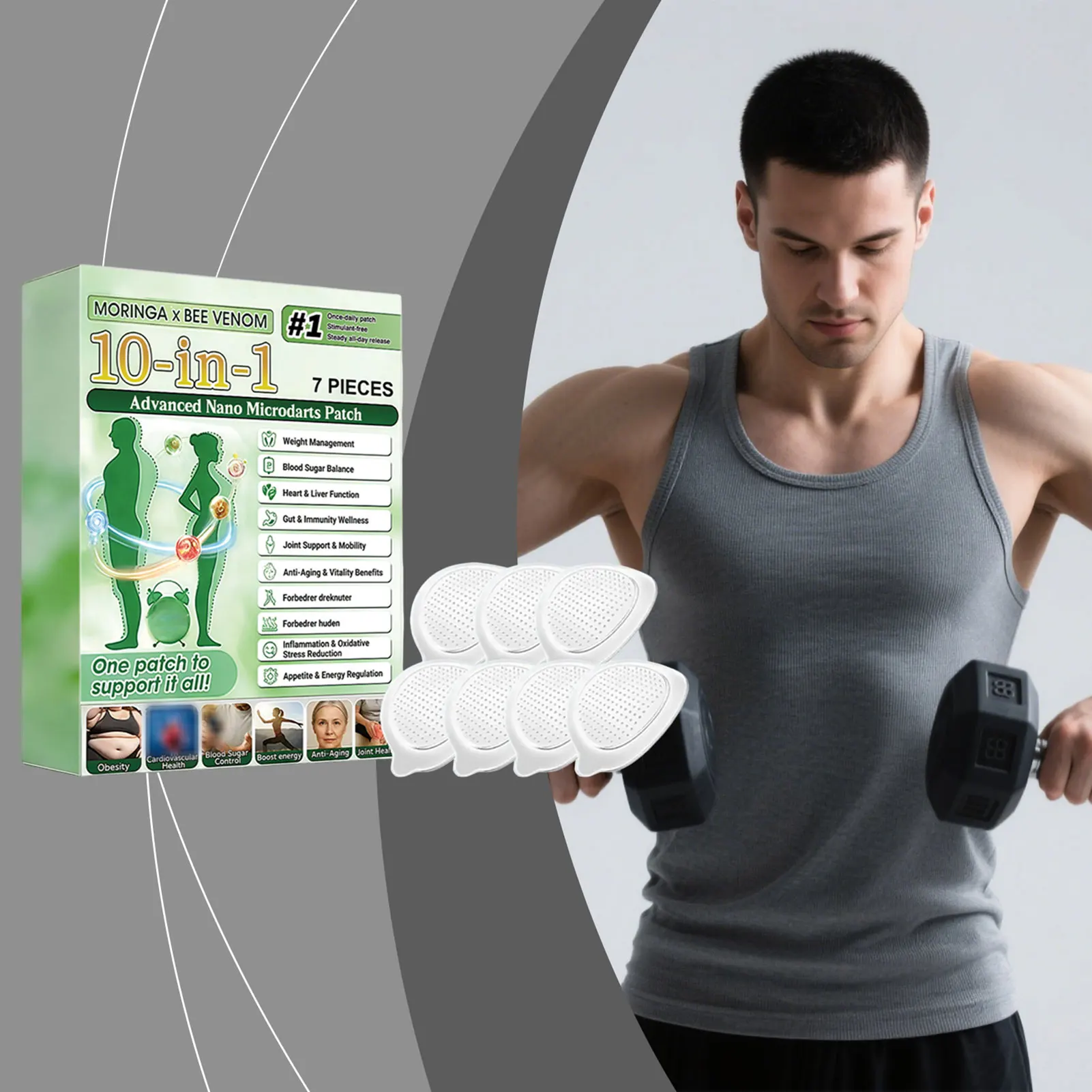 Moringa Bee-Venom Patch Targeted Delivery For Firm, Smoothness Skin. Before & After Workout