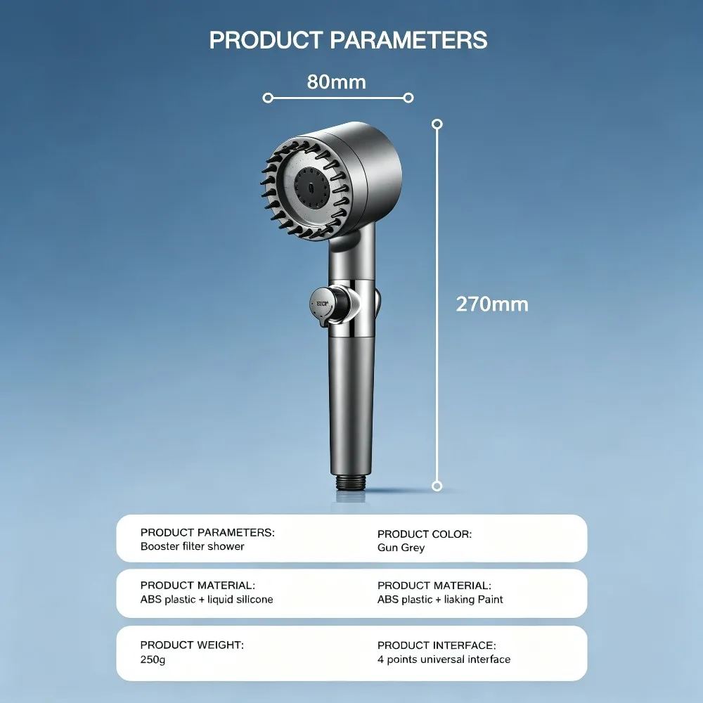 Filter Massage Handheld Shower Head with Built‑in Soft Silicone Brush SPA‑Like Bathing Experience for Deep Skin Cleansing - view 4