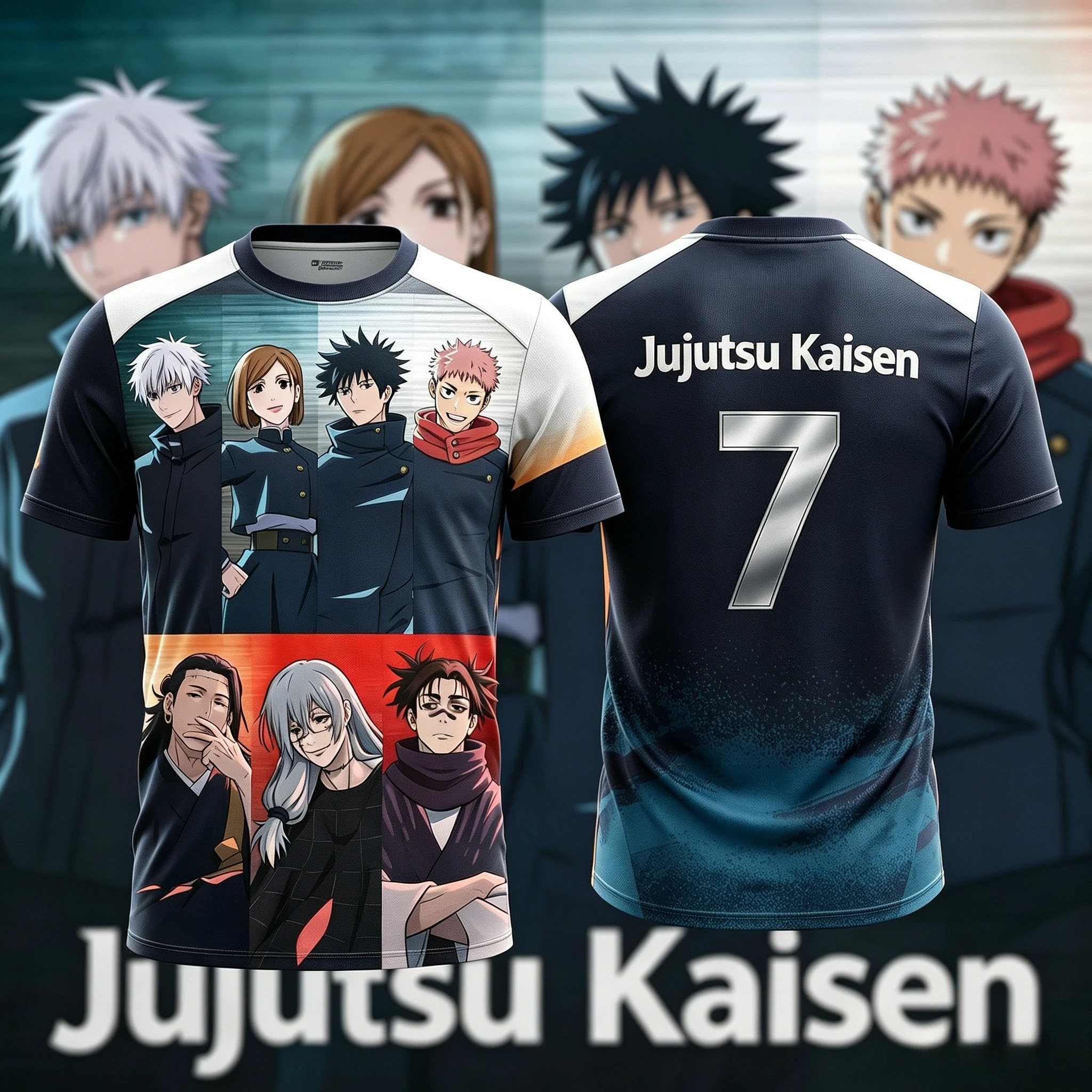 

2026 New JUJUTSU KAISEN NO.10 NO.7 Gojo/Itadori Anime T-Shirt Adult Men's 3D Printed Special Football Jersey T-Shirt Kids Y2k