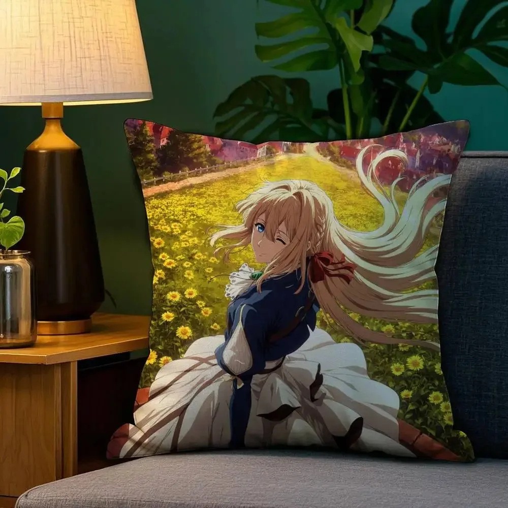 

V-Violet E-Evergarden Anime Printed Cushion Cover Sofa Decoration Home Printed Cute Cushion Cover