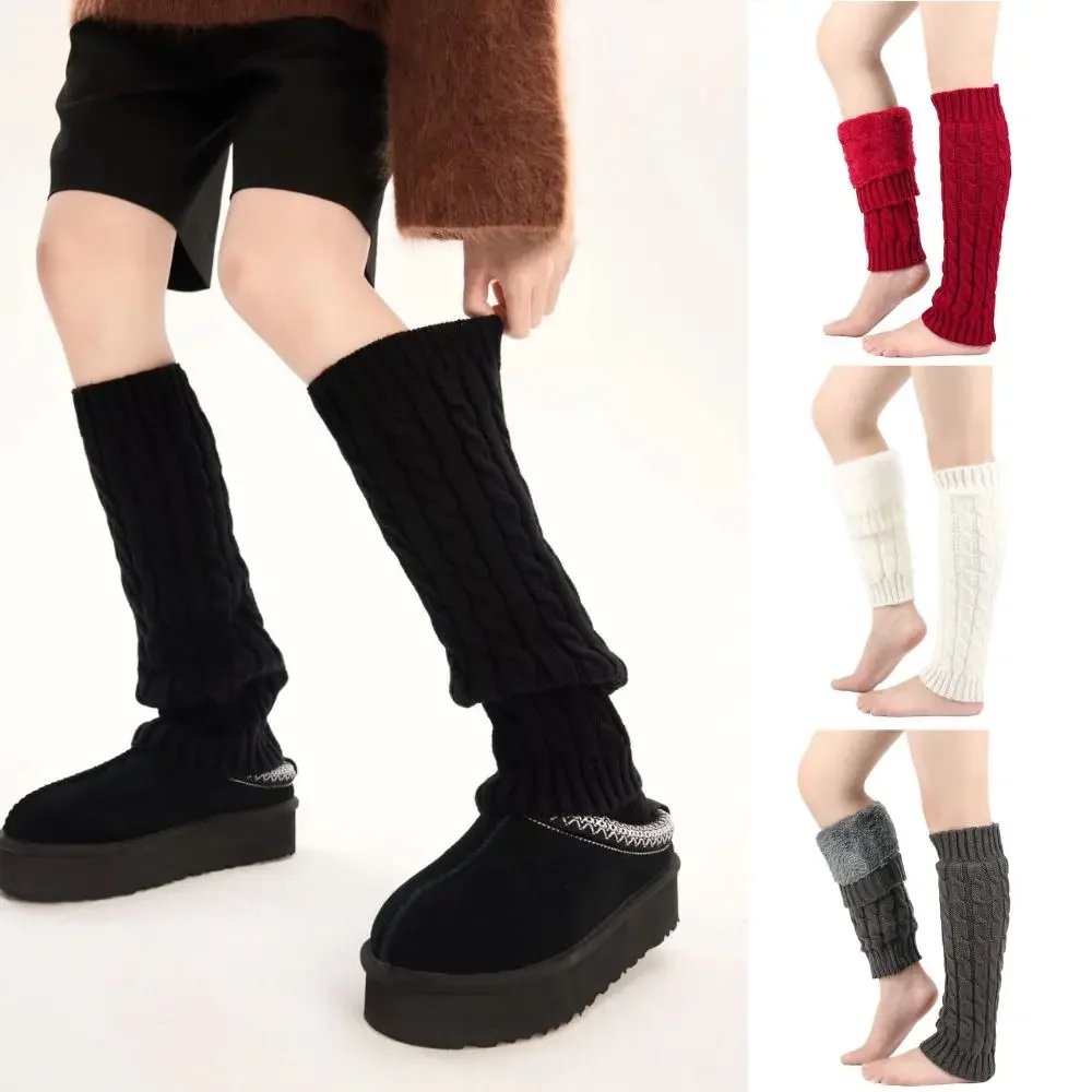 Calentadores de piernas de punto para mujer, calcetines sin pies acanalados de lana, calcetines negros hasta la rodilla, calcetines góticos de Hip-hop Rock, calcetines blancos de uniforme JK, nuevos