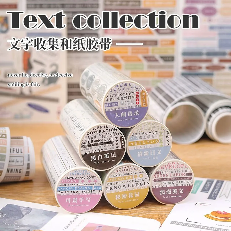 English Words DIY Paper Tape Decorative Washi Tape Gothic Style Paper Wrapping Tape Roll For Scrapbook Diary Note Gift Projects