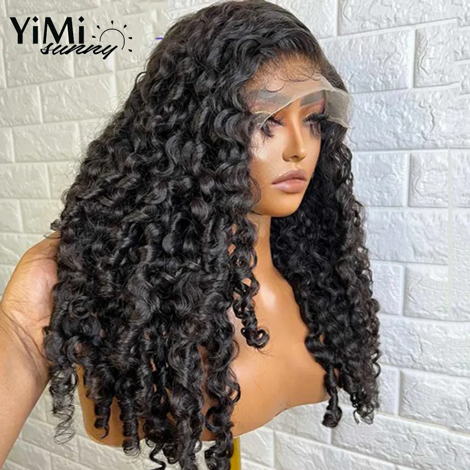 

Seamless Curly Brazilian 13x4 Human Hair Lace Frontal Wig With Curly Baby Hair 200% Density Pre Plucked Remy Hair Yimisunny