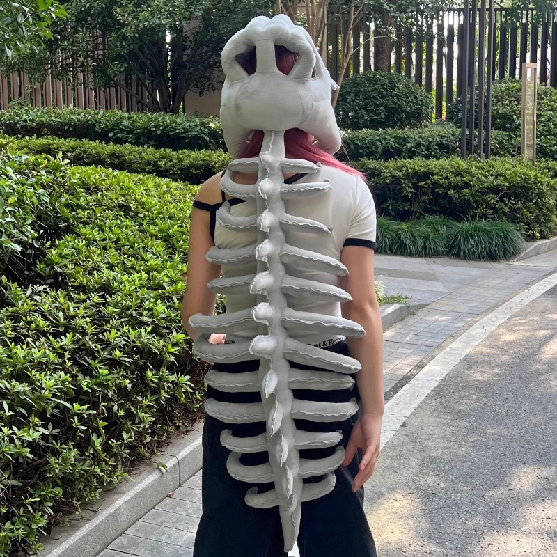 Accessori Cosplay Maschera con teschio di dinosauro Gioco di ruolo Prop Testa di animale Osso Cappello di peluche Halloween Dress Up Costume da festa Prop