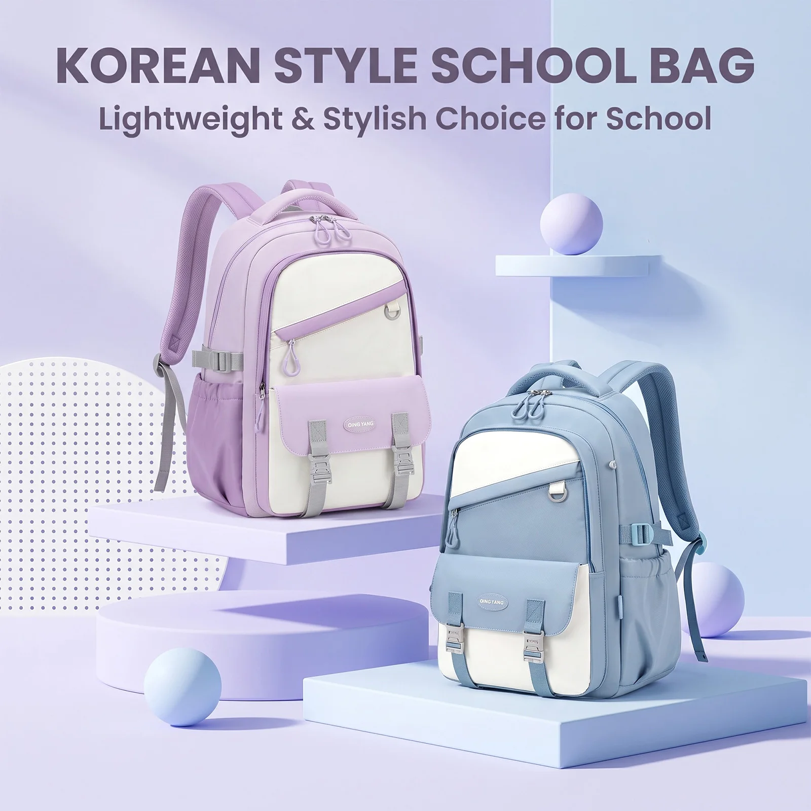 Lightweight Spine-Protecting Backpack for Elementary Girls Grades 3-6 School Bag for Girls,Ergonomic Kids Bookbag Back to School