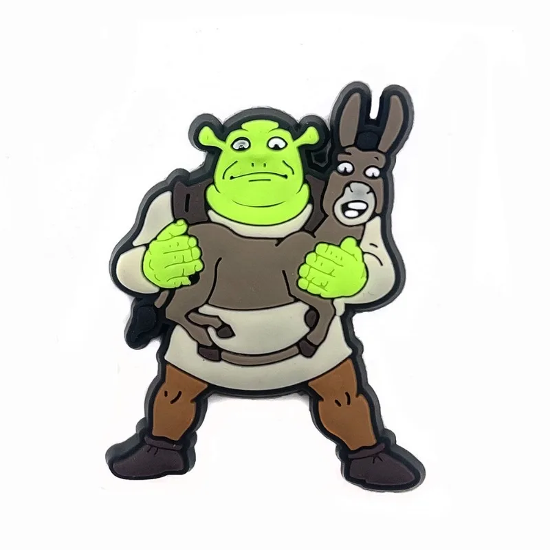 1Pcs Shrek DIY Cartoon Shoe Buckle Wholesale Anime Figure  Accessories Charms Jibz Slippers Decorations Birthday Gift