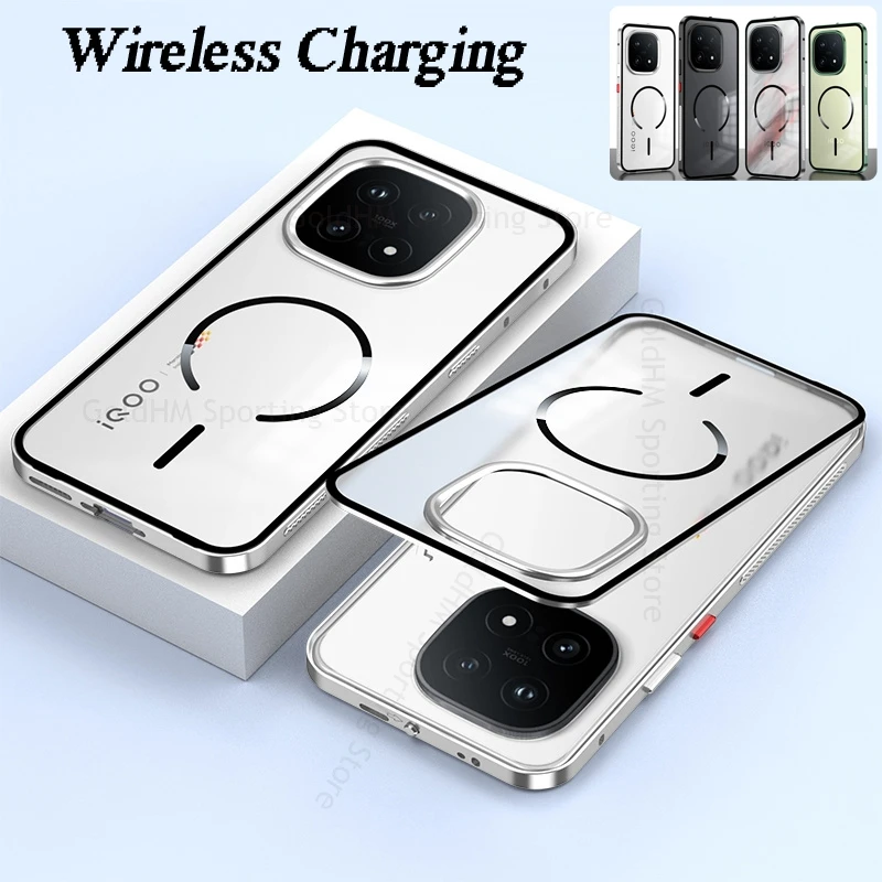 

Tempered Glass Matte Cover Magnetic Phone Case For VIVO IQOO 15 Aluminium Alloy Bumper For Magsafe Cover For vivo IQOO 15 Fundas