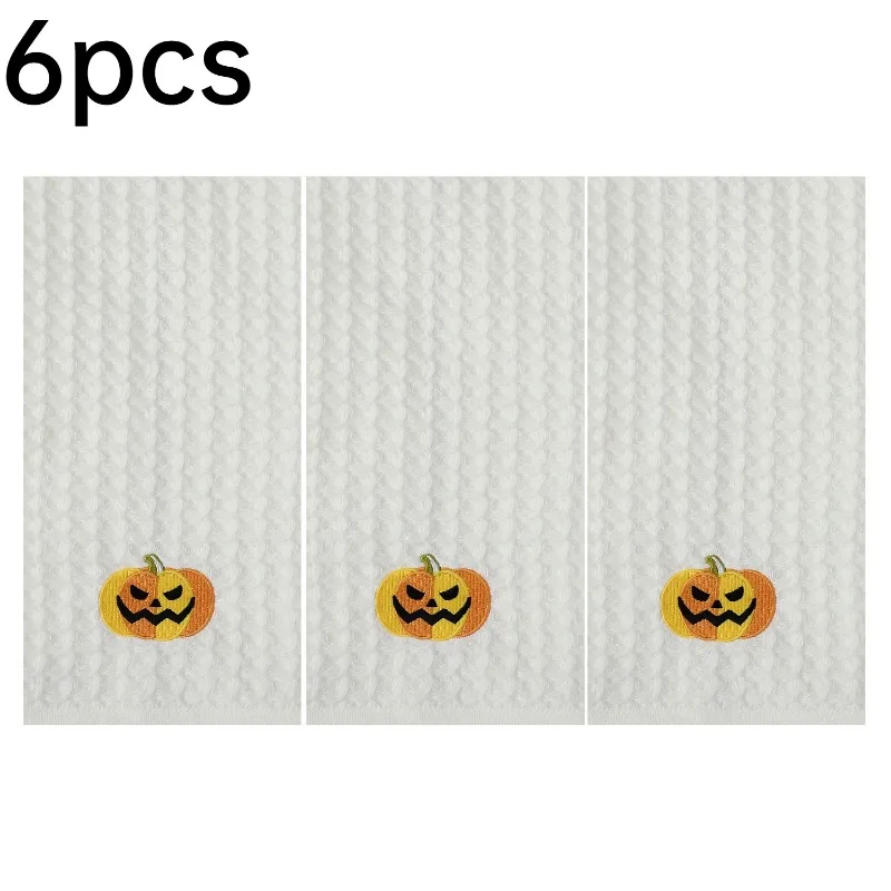 6pcs Cotton Halloween Embroidered Hand Towel Standard Rectangular Silhouette Great For Halloween Party Scene Layout Budget
