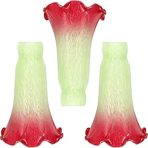 3Pack Lily Flower Glass Lampshade Replacement Tulip Style Table Floor Lamp Shade Replacement