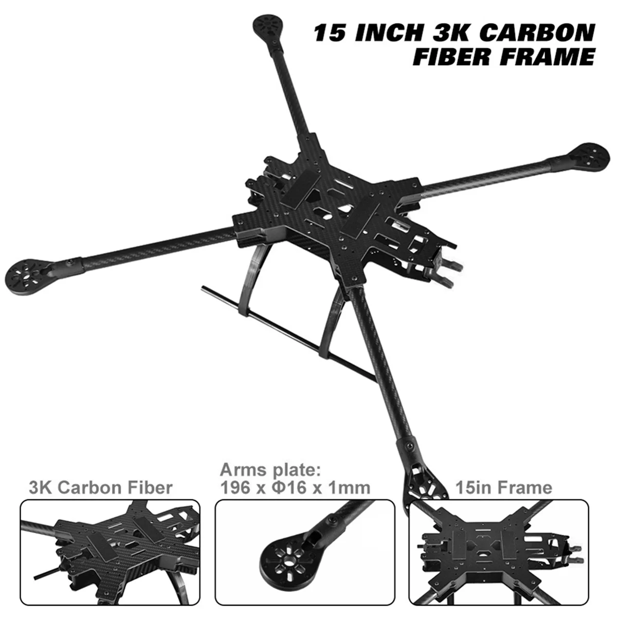 15inch FPV Racing Drone Frame Carbon Fiber Quadcopter FPV Freestyle Frame for Enhanced Flight Stability & Performance ABVD