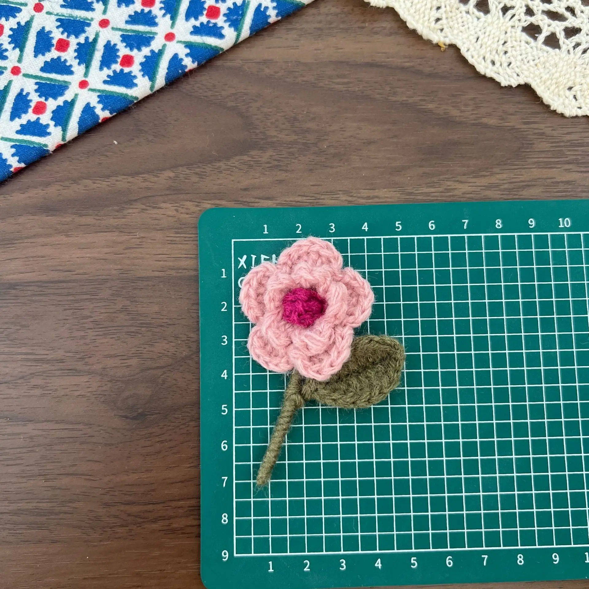 DIY Brooch Pin Accessory Fall Winter Rustic Cotton Linen Knitted Craft Supply for Layered Hair Ornament Decoration Soft