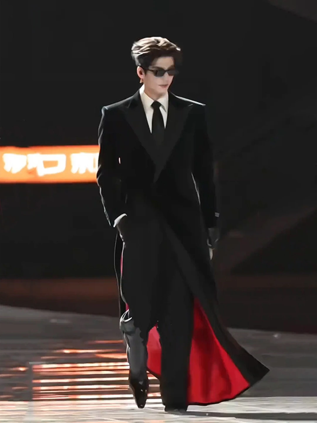 

Red Long Woolen Men's Windbreaker Zhang Linghe Briti Sle Pad oulder Winter Coat Youthful Energy Long Sve Single Button