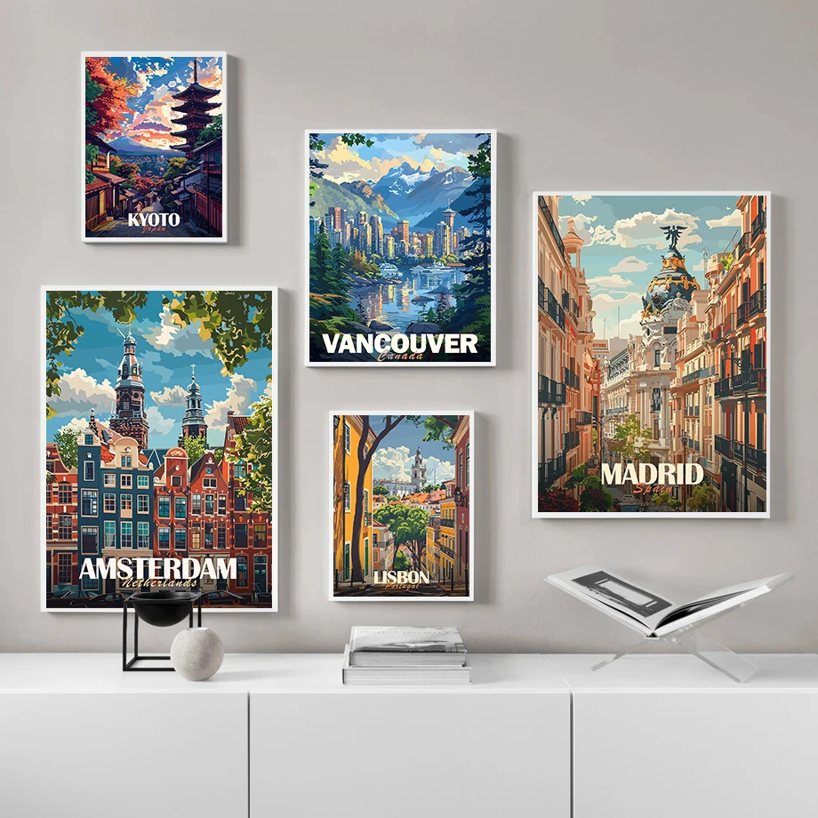 現代の休日の観光都市旅行ポスター北欧ヴィンテージ旅行愛好家キ - Home Decor Vietnam のレビューと価格